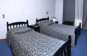 Standard twin with city view, private facilities (bath and shower), and breakfast